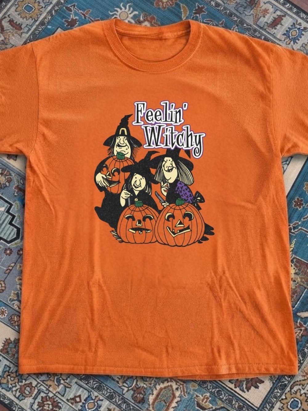 Gildan Orange 'Feelin' Witchy' Halloween Graphic Tee